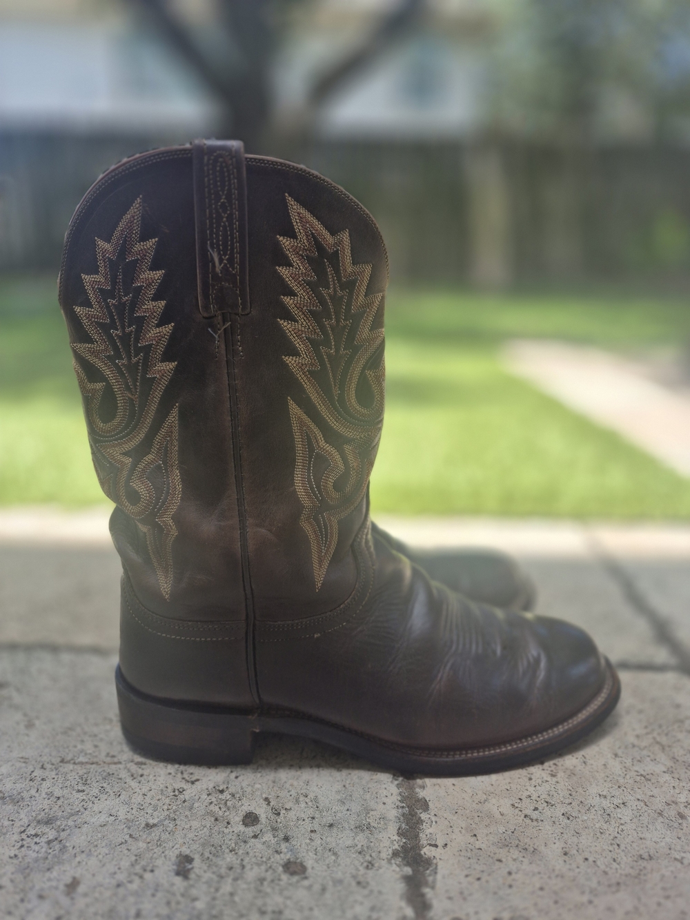 Classic Men's Brown Western Leather Cowboy Boots